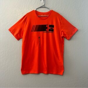 Under Armour men's fast left chest short sleeve orange black tshirt size XL new